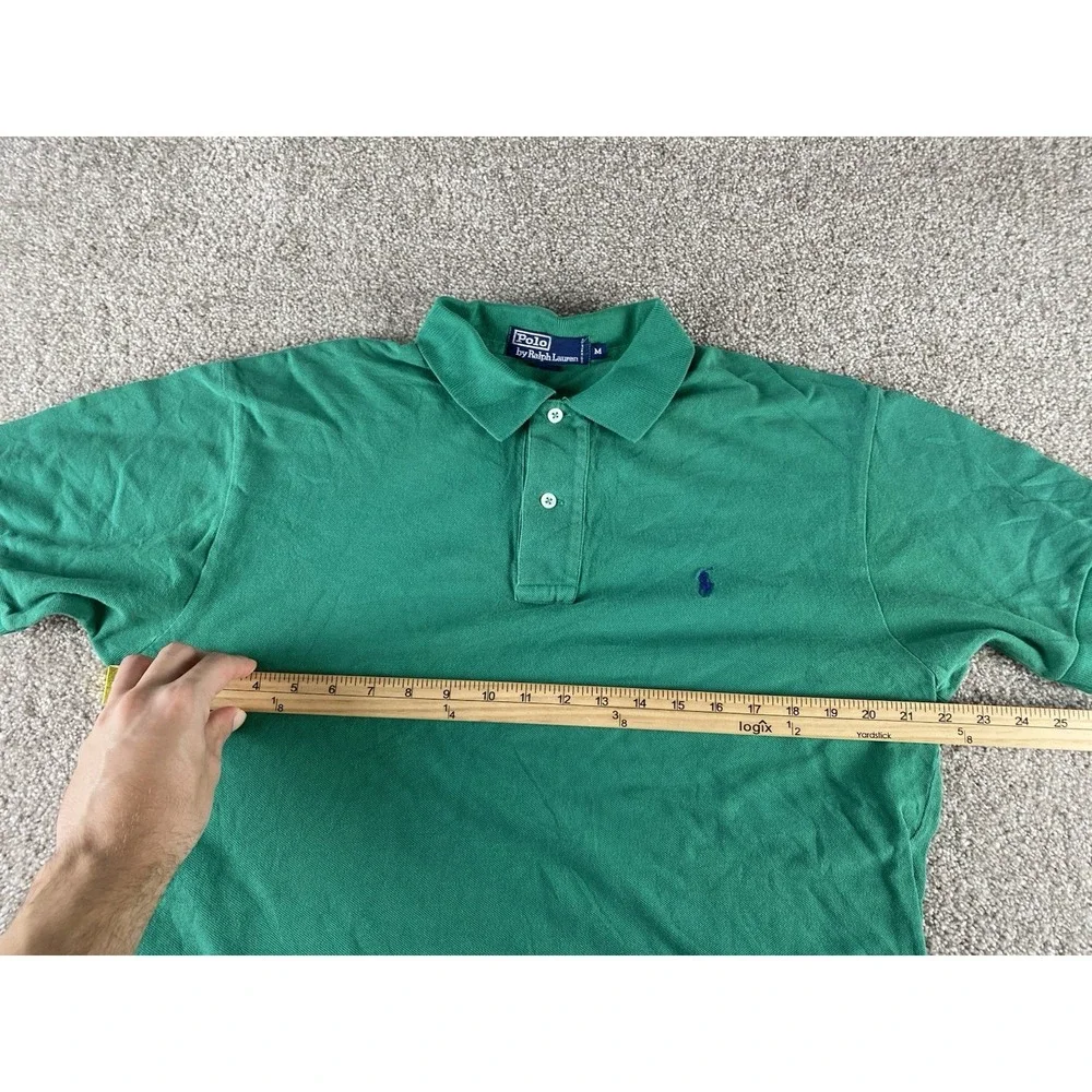 Polo Ralph Lauren Solid Green Polo Shirt Mens M Blue Pony Cotton Preppy Work